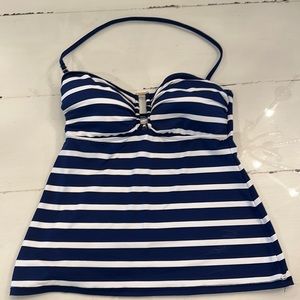 Lauren by Ralph Lauren blue and white tankini top size 8